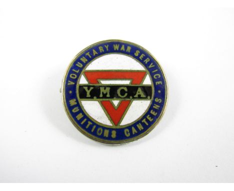 A First World War YMCA Voluntary War Service Munitions Canteens worker's enamel lapel badge