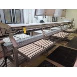 Box Forming Station w/ (2) Frontmatec Conveyors, top belt conveyor, approx. 19 ft. 4 in. x 20 in.,