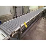 Belt Conveyor, approx. 17.5 ft. x 20 in., motorized, steel frame [Loc. Packaging Department]