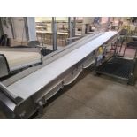 Incline Belt Conveyor, approx. 22 ft. x 30 in., stainless steel frame [Loc. Boning Department]