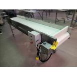 Motorized Belt Conveyor, approx. 110 in. x 20 in., w/casters, stainless steel frame [Loc.