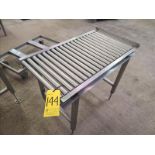 Roller Conveyor, approx. 34 in. x 18 in., stainless steel frame [Loc. Packaging Department]