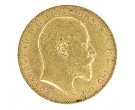 King Edward VII, Sovereign, 1903. King Edward VII, Sovereign, 1903, Bare head r. R. St. George and dragon, London Mint, edge 