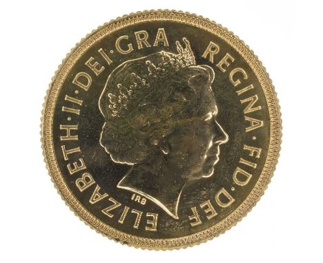 Queen Elizabeth II, Sovereign, 2002, BU. Queen Elizabeth II, Sovereign, 2002, Crowned head r. obverse portrait by Ian Rank-Br