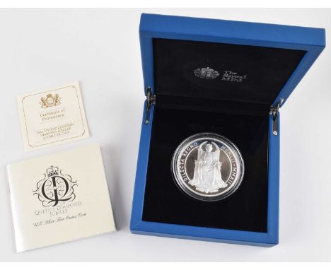 2012 UK Diamond Jubilee 5oz Silver Coin. Queen Elizabeth II, The Queen's Diamond Jubilee Commemorative 2012 UK 5oz Silver Coi