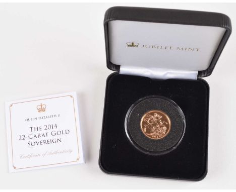 Queen Elizabeth II, Gold Sovereign, 2014. Queen Elizabeth II, Gold Sovereign, 2014, Royal Mint, Obverse portrait by Ian Rank-