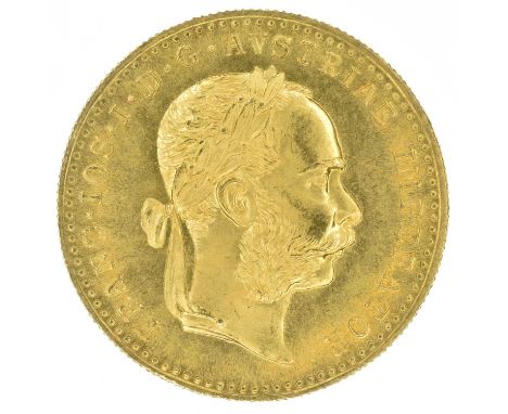 Austria, 10 Franc (1 Ducat), 1915, gold restrike. Austria, 10 Franc (1 Ducat Coin), 1915, The laureate head of Emperor Franz 