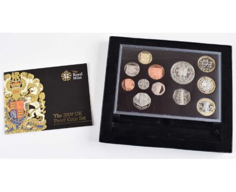 The Royal Mint 2009 UK Proof Coin Set. The Royal Mint 2009 UK Proof Coin Set, 12 coins from £5 to 1p, including a 2009 Kew Ga