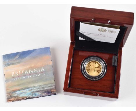 Queen Elizabeth II, 2020 Gold Proof Quarter-Ounce Britannia, 25 Pounds. Queen Elizabeth II, 2020 Gold Proof Quarter-Ounce Bri