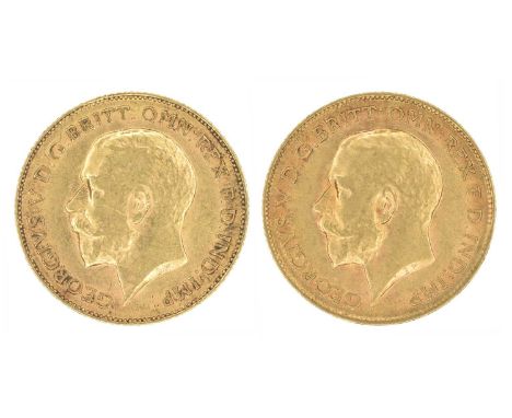 Two King George V, Half-Sovereigns, 1913 and 1914 (2). Two King George V, Half-Sovereigns, 1913 and 1914, Bare head l. R. St.