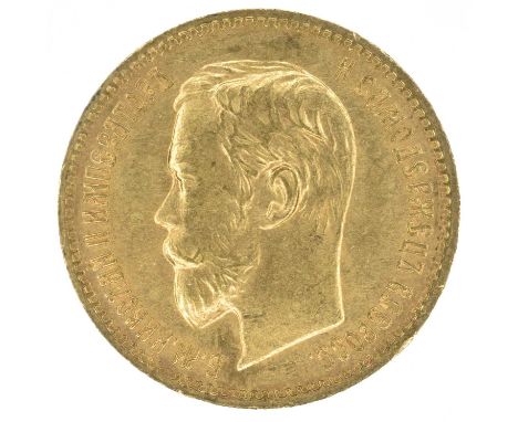 Russia, Nicholas II (1894-1917), 5 Roubles, 1902. Russia, Nicholas II (1894-1917), 5 Roubles, 1902, Portrait of Emperor Nicho