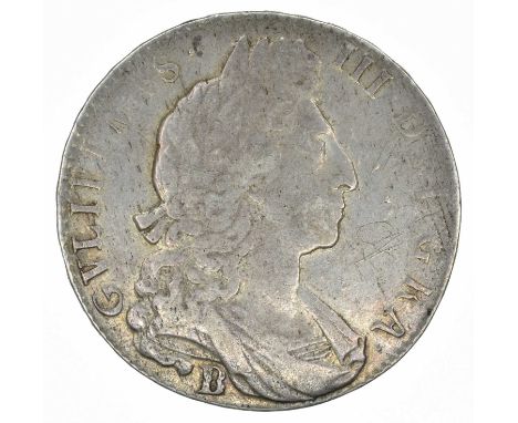 King William III, Halfcrown, 1697 NONO, Bristol. King William III, Halfcrown, 1697 NONO, B (Bristol) below first bust r. R. L