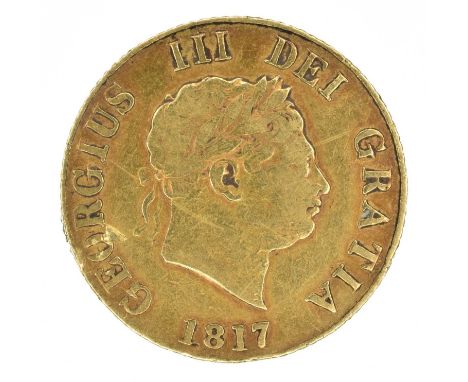 King George III, Half-Sovereign, 1817. King George III, Half-Sovereign, 1817, Laureate head r. date below R. Crowned shield, 