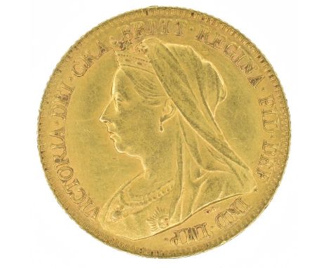 Queen Victoria, Half-Sovereign, 1895. Queen Victoria, Half-Sovereign, 1895, Old veiled bust l. R. St George, London Mint, edg