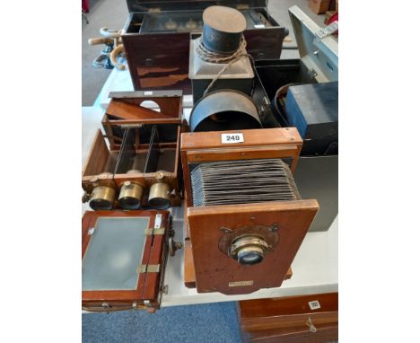 SANDS HUNTER MAGIC LANTERN WITH SLIDES AND OTHER EARLY CAMERA EQUIPMENT