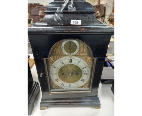 LATE 18C BRACKET CLOCK BY JAMES HOWDEN EDINGBURGH IN EBONISED CASE HEIGHT EXCLUDING HANDLE IS APPROX 18"