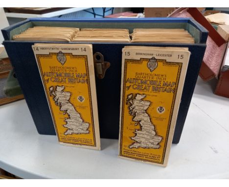 CASED SET OF BARTHOLEMEW AUTOMOBILE MAPS OF GREAT BRITAIN ( 23 IN TOTAL ) IN EXCELLENT CONDITION