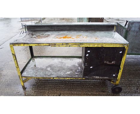 An industrial trolley work bench