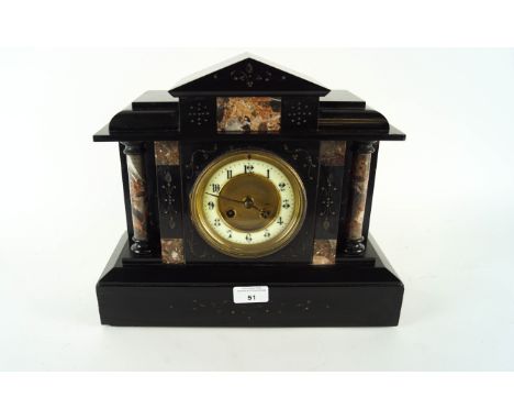 A French slate clock by L P Japy &amp; Co, 1878, with key, No 8335 to base