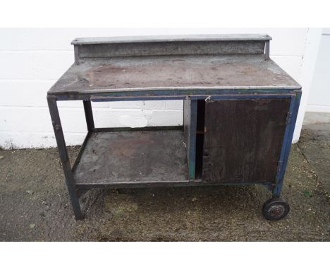 An industrial trolley work bench