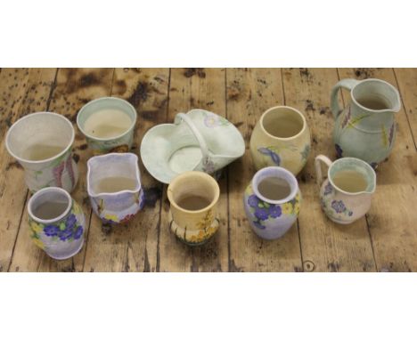A collection of Radford Ware vases, jugs and baskets (qty)