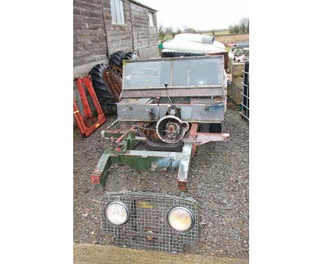 Land Rover series I - chasis complete with rear axle and tub, front grill and lights, windscreen, fuel tank, five wheels, rea