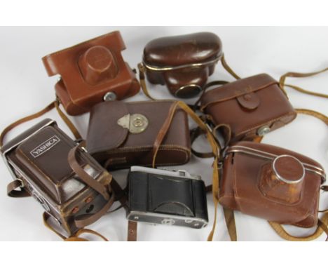 A Yashika - Mat camera, with 80mm lens; a kiev camera; a QED-2 camera; three Zeiss Ikon cameras and a Voigtlander camera (7)