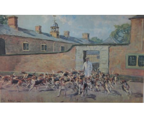 A set of eight The Wynnstay Collection hunting prints, in light oak frames; with three other hunting prints 