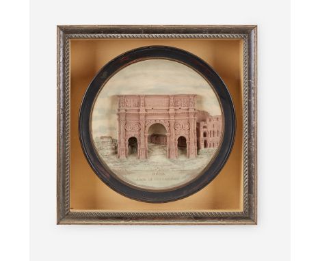 A framed Grand Tour polychrome terracotta plaque of the Arch of Constantine Johann Maresch, Germany, 19th centuryH: 15 1/2, W