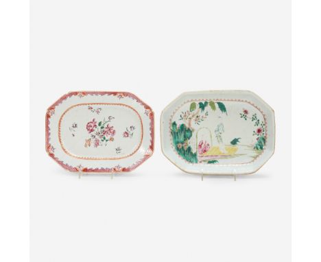 Two Chinese export porcelain famille rose octagonal serving dishes18th centuryL: 13, W: 9 1/2 in. (largest)PROVENANCE:From th