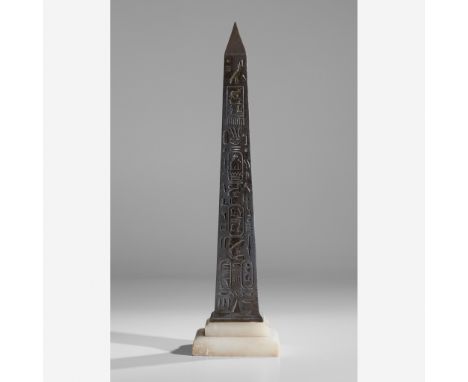A French Grand Tour spelter and Italian alabaster obelisk thermometer circa 1870H: 16 1/4 in.