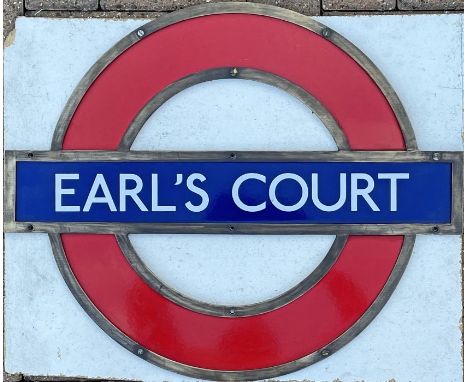 London Underground enamel PLATFORM ROUNDEL SIGN from Earl's Court Station on the District and Piccadilly Lines. This is the s