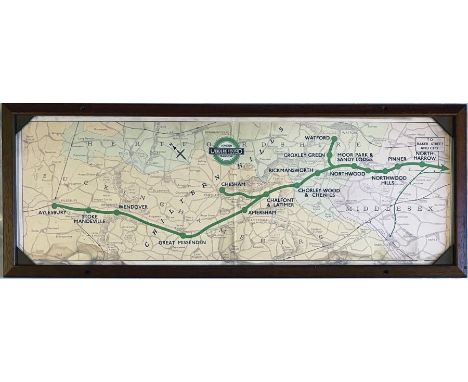 1945 London Underground Metropolitan Line CAR DIAGRAM (map) for compartment stock showing the lines to Watford, Chesham and A