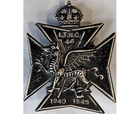 WW2 London Transport HOME GUARD LAPEL BADGE as issued to staff who served in the 46th battalion (LT tram and trolleybus staff