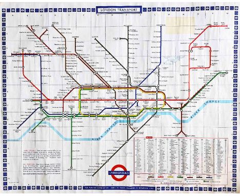 1967 (print-code 11/67) London Underground quad-royal POSTER MAP designed by Paul Garbutt with the classic border of small bu