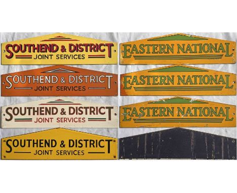 Selection (4) of Southend &amp; District Joint Services and Eastern National TIMETABLE PANEL HEADER PLATES. Three are alloy, 