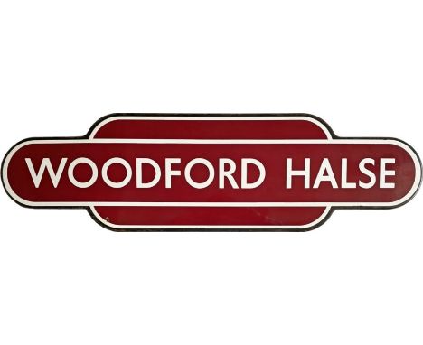 British Railways (Midland Region) enamel STATION TOTEM SIGN from Woodford Halse on the former Great Central Railway main line