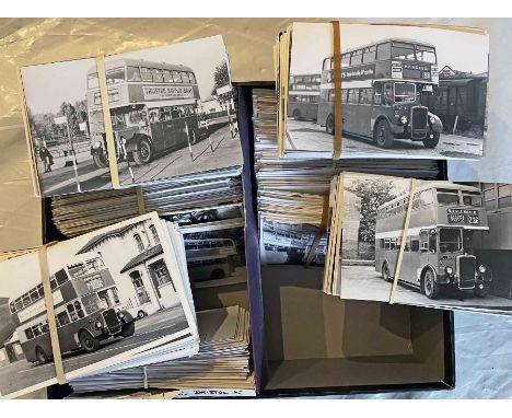 From the David Harvey Photographic Archive: a box of c1,000 b&amp;w, postcard-size PHOTOGRAPHS of Bristol K-type double-decke