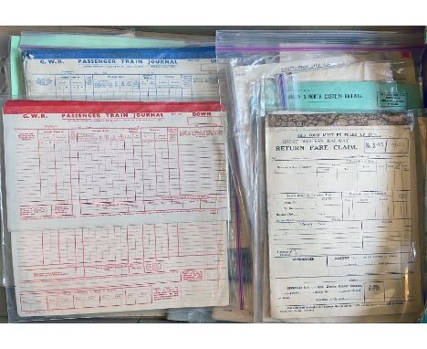 Large tray containing 150+ items of RAILWAY EPHEMERA from the early 1900s onwards &amp; including working timetables, resigna