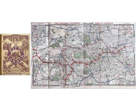 c1898 London Underground MAP 'The District Railway Map of London', 6th edition, first version. The first tube line, the City 