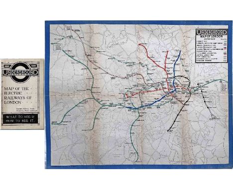 1919 London Underground MAP OF THE ELECTRIC RAILWAYS OF LONDON 'What to See &amp; How to See it' with print-code 209-500M-18-