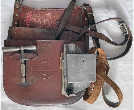 London Transport Tramways 'A' TICKET PUNCH with backplate &amp; strap (machine punches &amp; rings), serial no A 6523, plus a