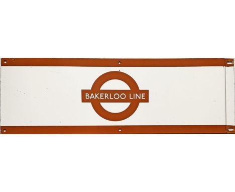London Underground 1950s/60s enamel FRIEZE PLATE from the Bakerloo Line with the line name across the bar of the bullseye. Me