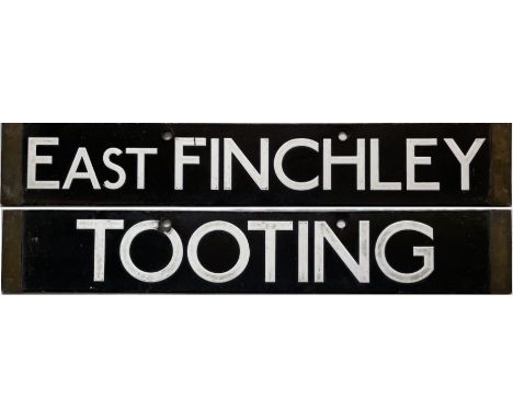 London Underground 38-Tube Stock enamel CAB DESTINATION PLATE for East Finchley / Tooting on the Northern Line. A double-side