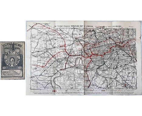 1902 District Railway POCKET MAP 'Pocket Reference Map of London &amp; Environs'. This is a true pocket map rather than a gui