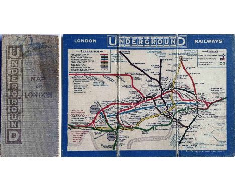 c1911 London Underground linen-card POCKET MAP. Issued by the Metropolitan Railway and promoting the company's "City &amp; St