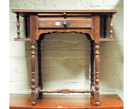 Oak side table fitted side shelves