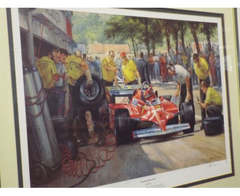 Alan Fearnley Limited edition signed print 'Villeneuve pit stop' No 399/850 framed and glazed 