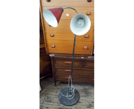 A 1970's twin branch reading lamp standard 