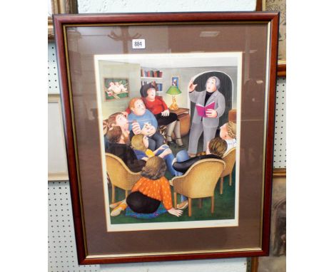 Beryl Cooke signed print 'the Vicars Tea Party' blind proof stamp, framed and glazed image approx 46x37cms 